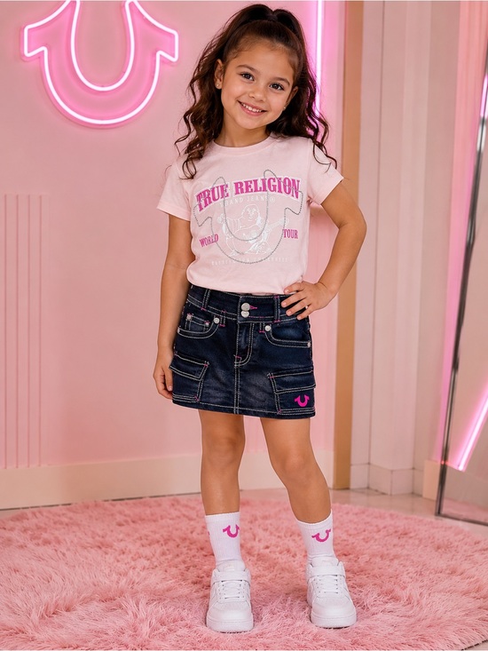 True Religion Other - True Religion Light Pink Graphic Logo Tee & true religion, denim skirt